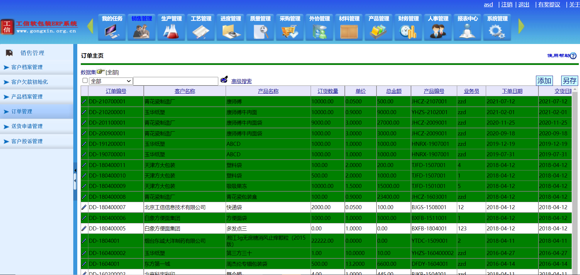 工(gōng)信軟包裝ERP系統-企業版V19.0.0